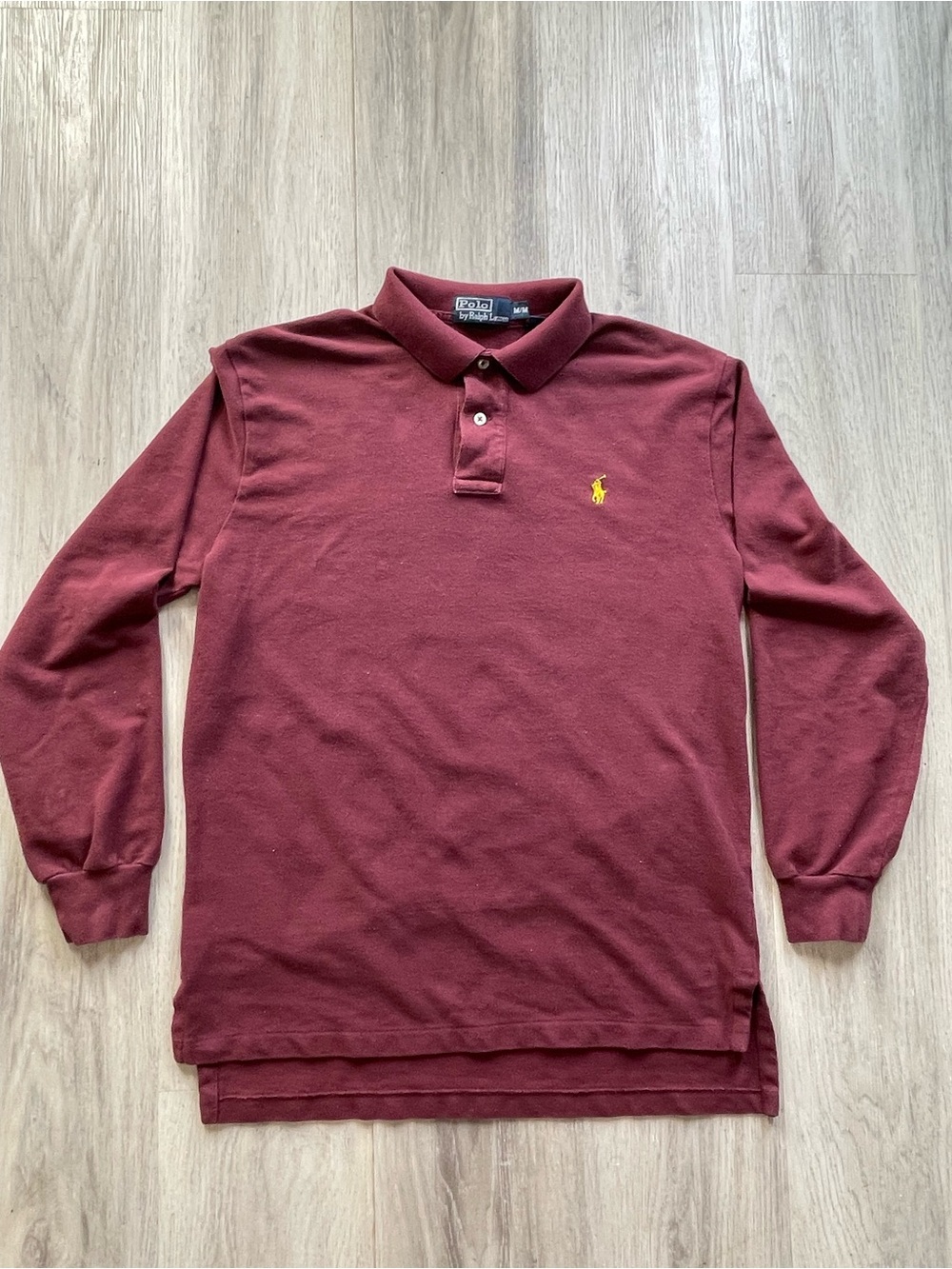 Ralph Lauren Long-Sleeve Polo Shirt - Burgundy with Yellow Pony